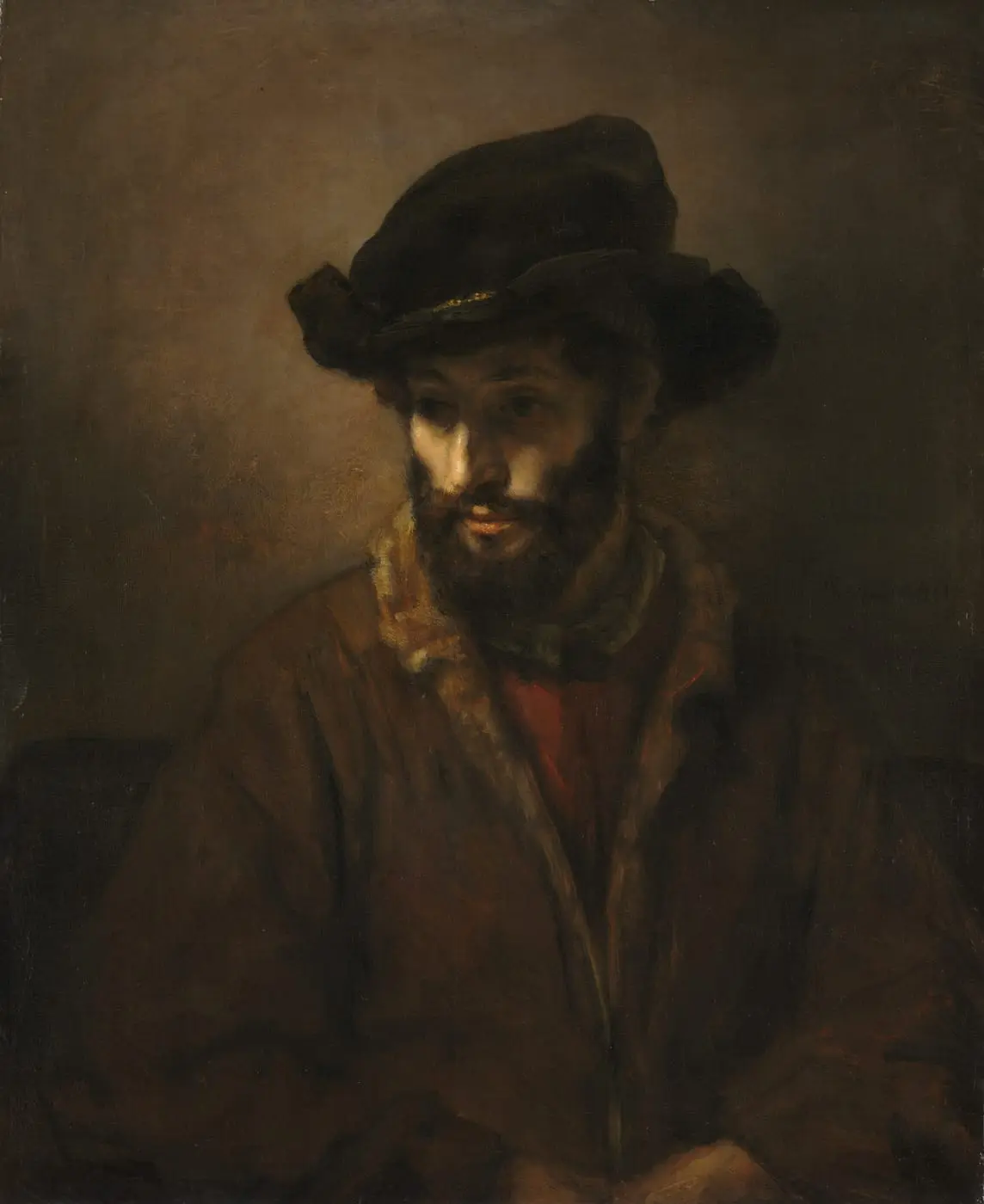 A Bearded Man Wearing a Hat by Rembrandt van Rijn, canvas print