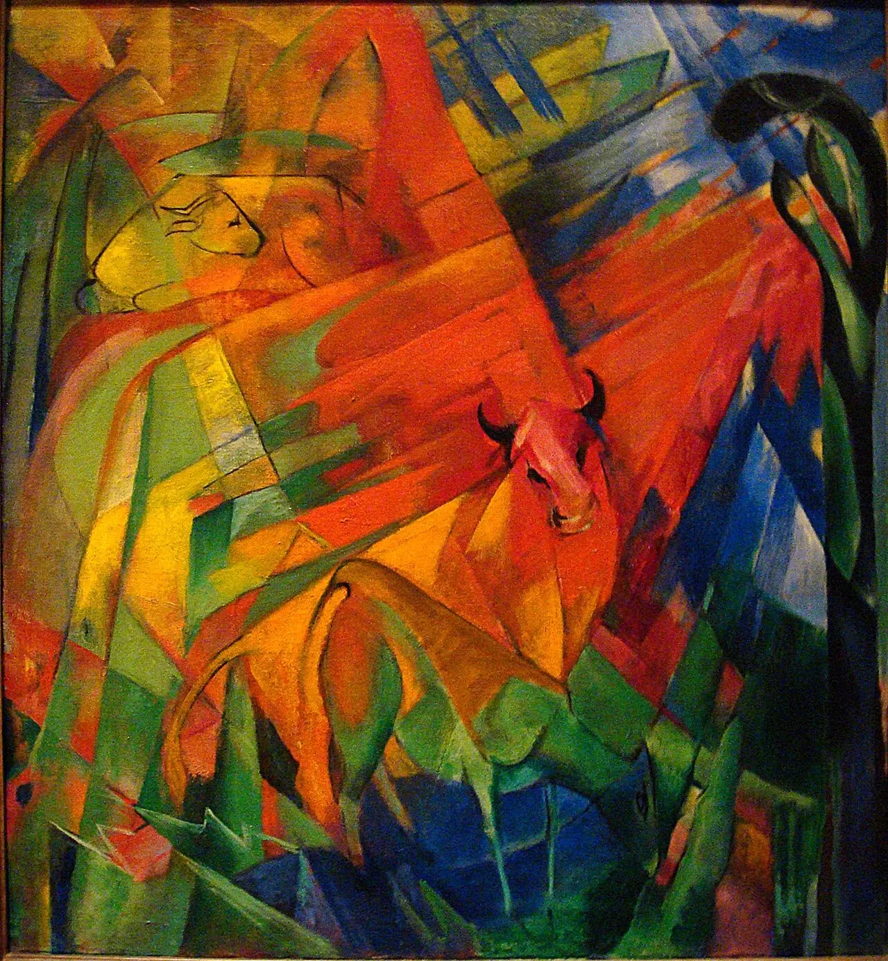 Animals in a Landscape by Franz Marc, canvas print