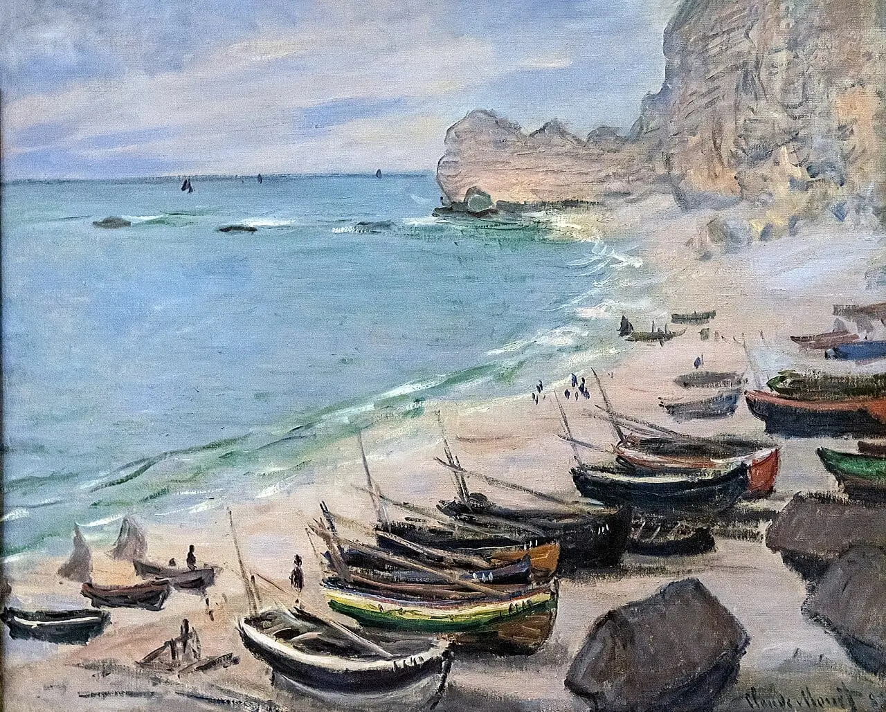 Bateaux sur la plage à Etretat by Claude Monet, canvas print