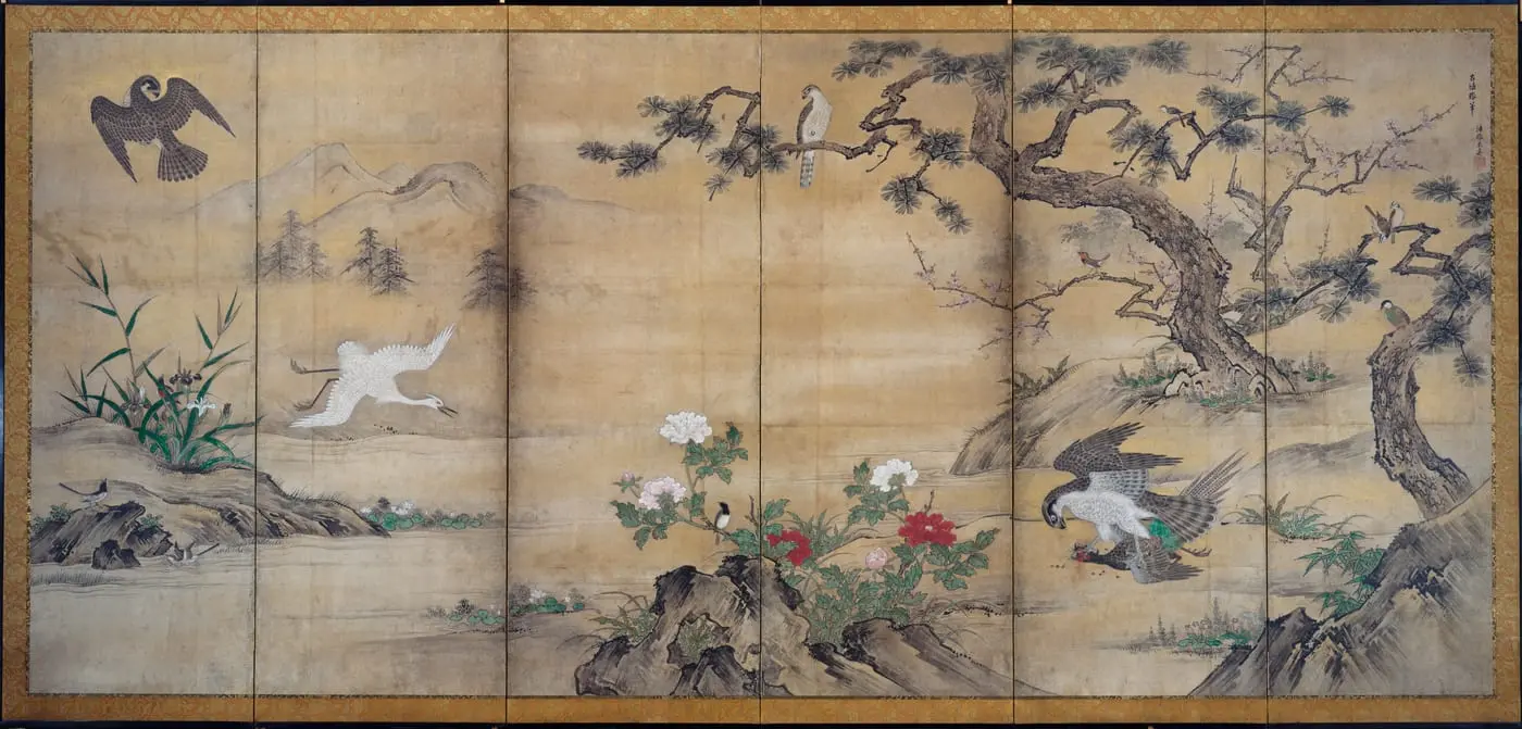 Birds and Flowers by Kano Shōei, canvas print