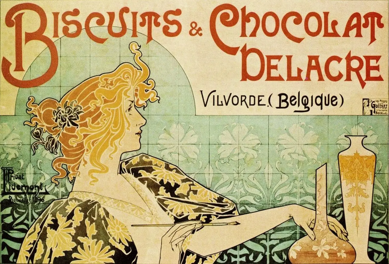 Biscuits and Chocolat Delacre by Henri Privat-Livemont, canvas print
