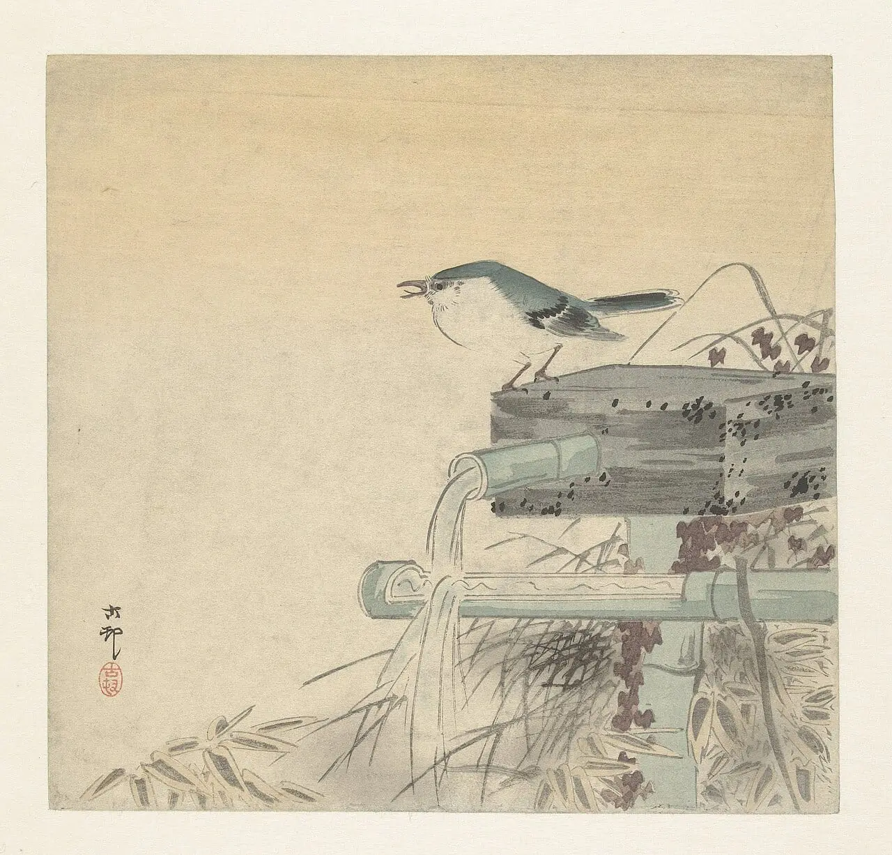Blauwe nachtegaal by Ohara Koson, canvas print