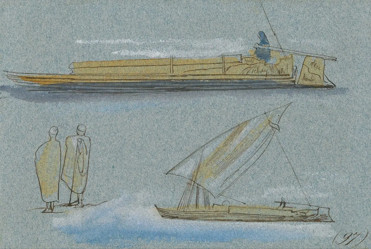 Boats on the Nile by Edward Lear, canvas print