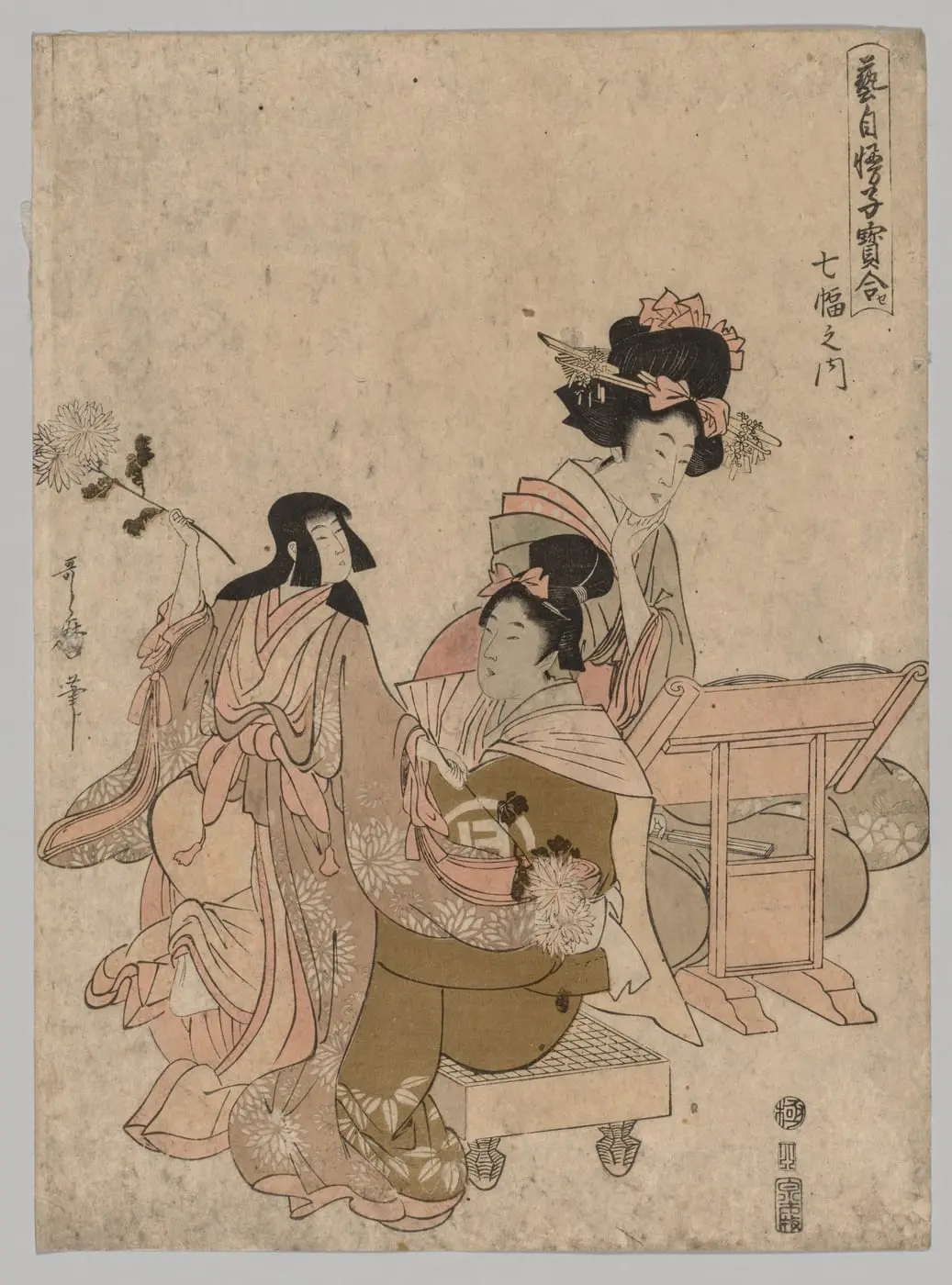Bunraku Puppetry by Kitagawa Utamaro II, canvas print