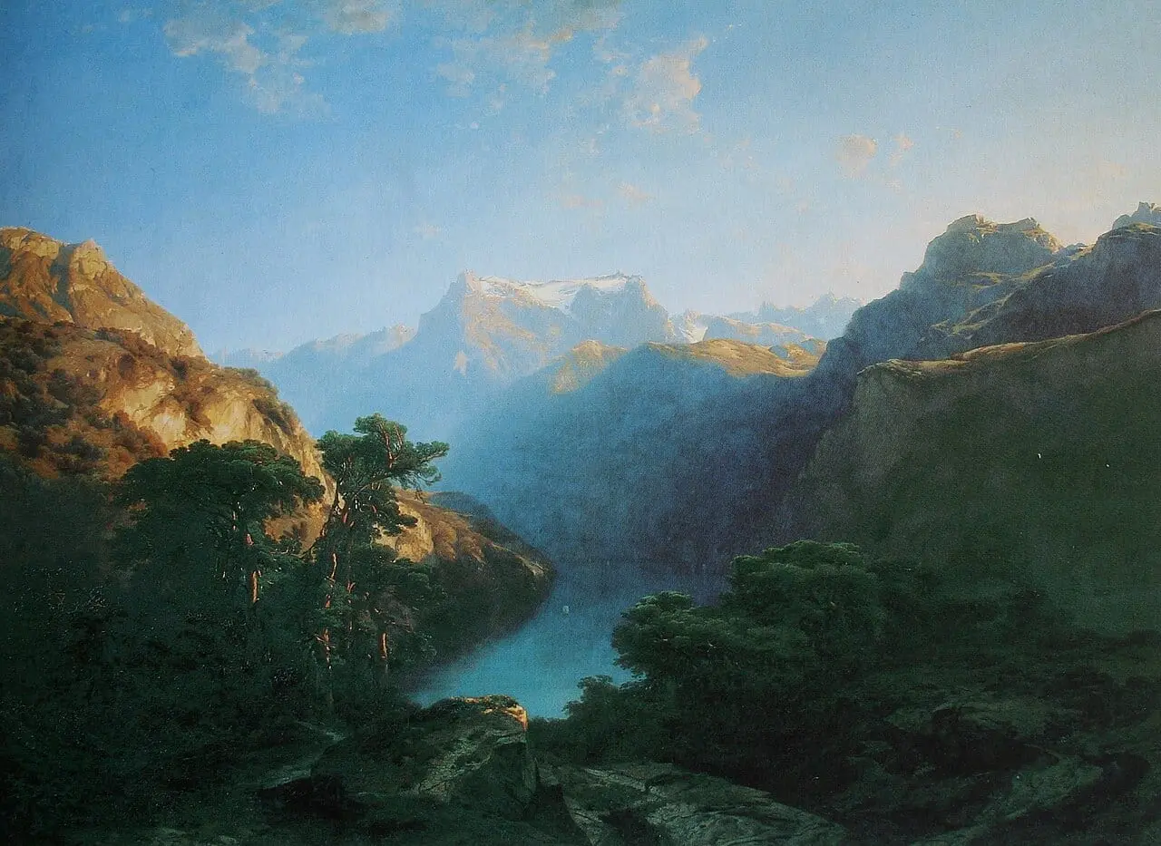 By the Lake of Uri by Alexandre Calame, canvas print