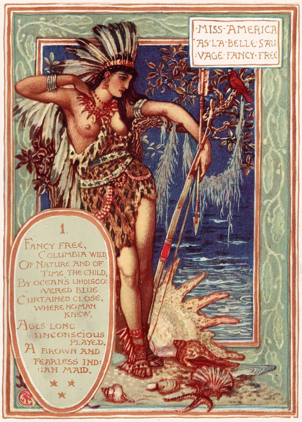 Columbia's Courtship-Miss America by Walter Crane, canvas print