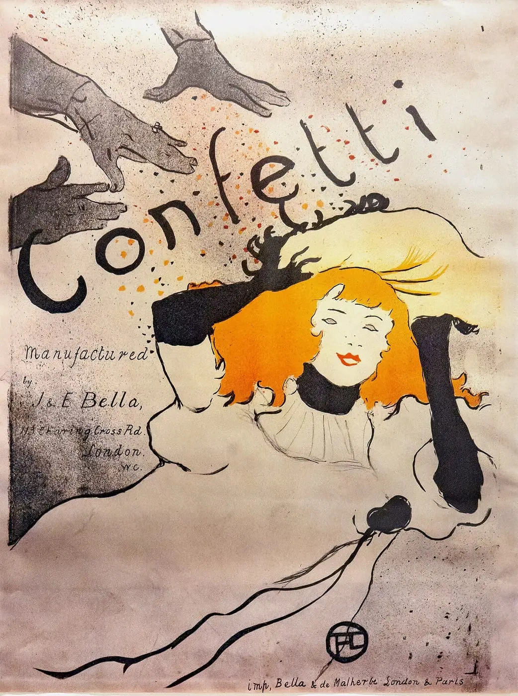 Confetti French: Confetti by Henri de Toulouse-Lautrec, canvas print