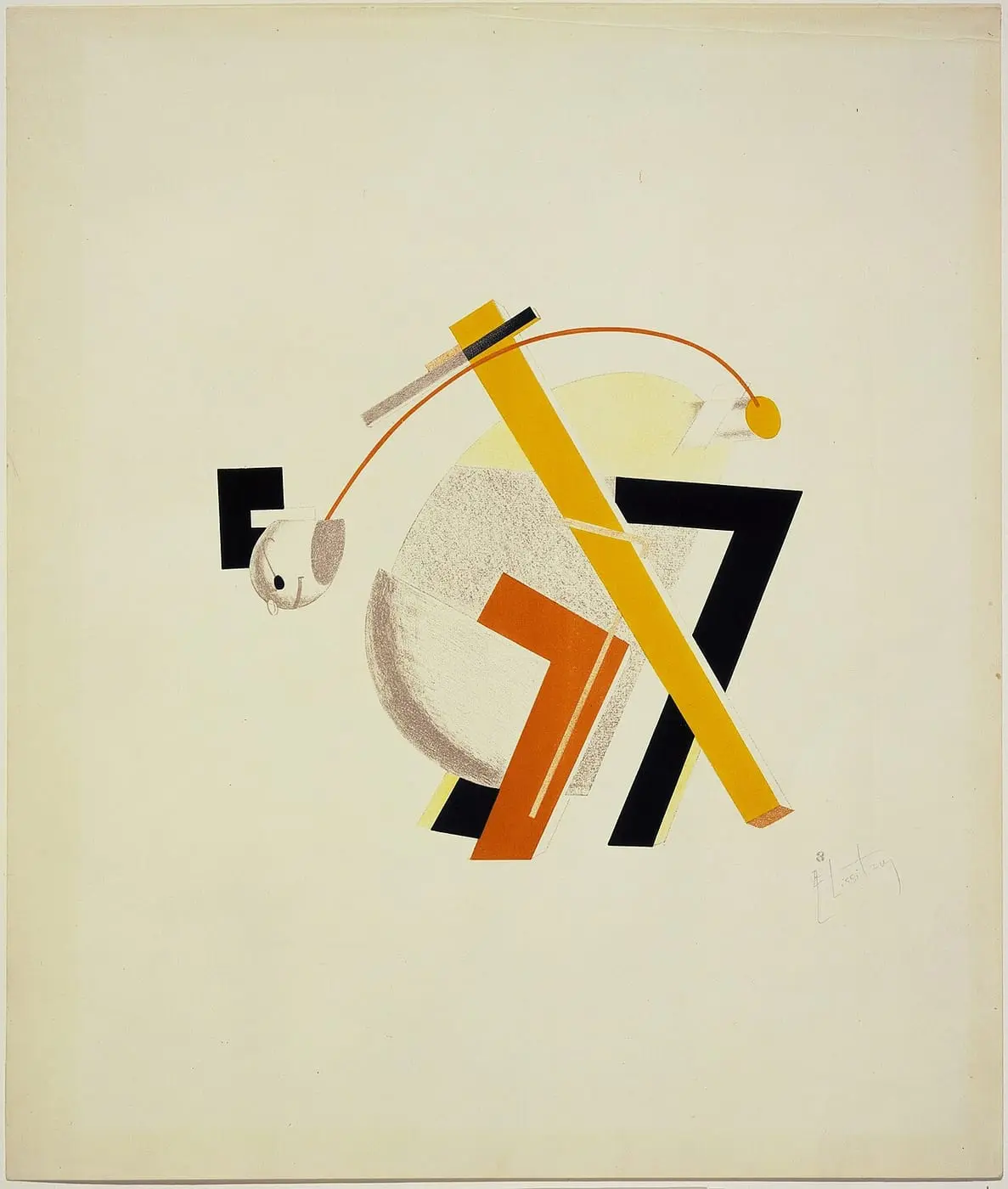 Costume for opera "Victory over the Sun", Old man by El Lissitzky, canvas print