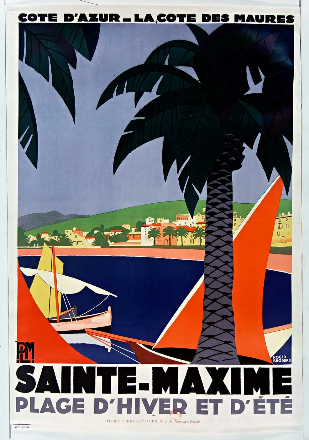 Cote d'Azur-La Cote des Maures, PLM, Sainte-Maxime, plage d'hiver et… by Roger Broders, canvas print