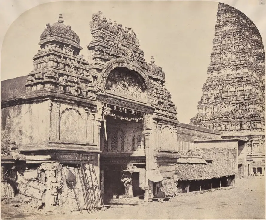 Entrance to the Minakshi Sundareshvara Temple, Madurai by Captain Linnaeus Tripe, canvas print