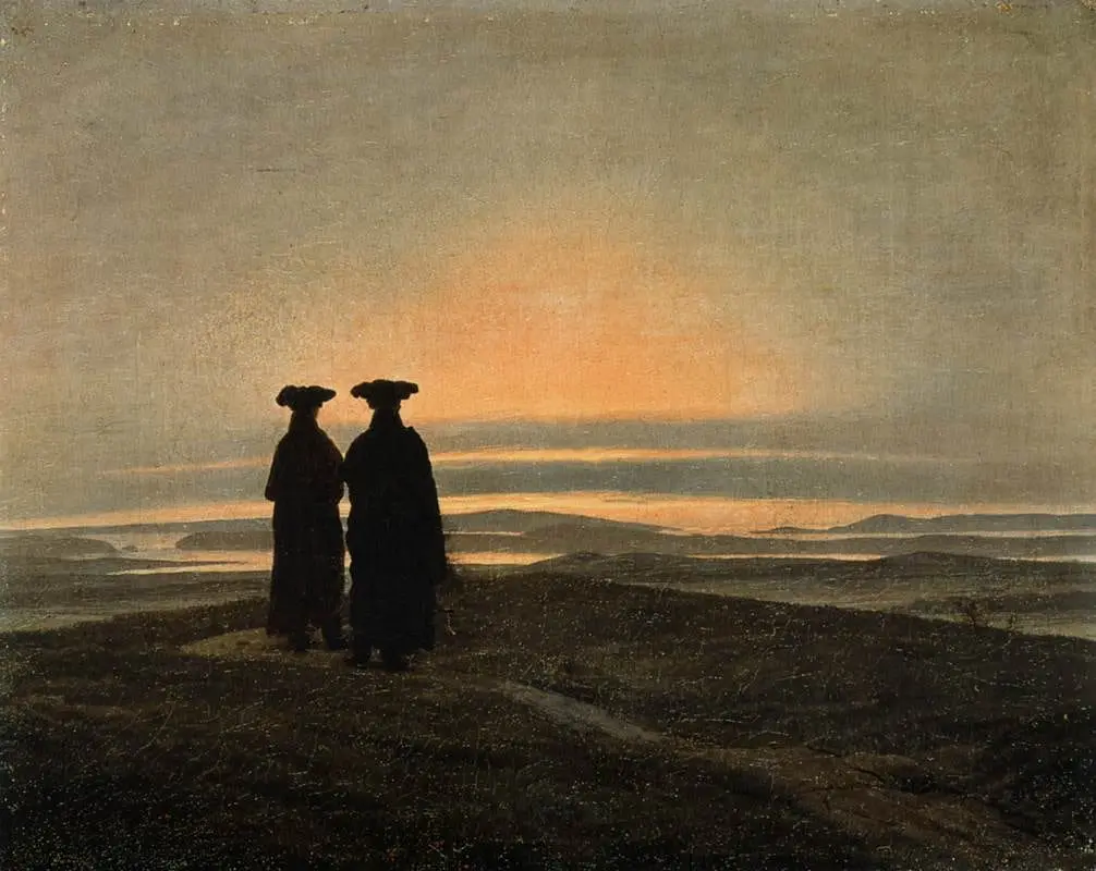 Evening Landscape with Two Men by Caspar David Friedrich, canvas print