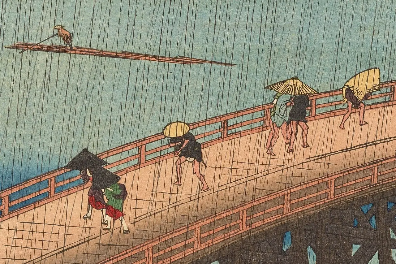 Evening Shower at Atake and the Great Bridge by Utagawa Hiroshige, canvas print
