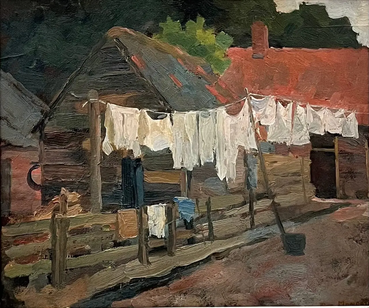 Farm with laundry by Piet Mondrian, canvas print