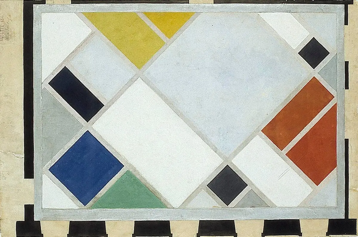 Final colour design for ceiling for the Ciné-Dancing of the Aubette by Theo van Doesburg, canvas print