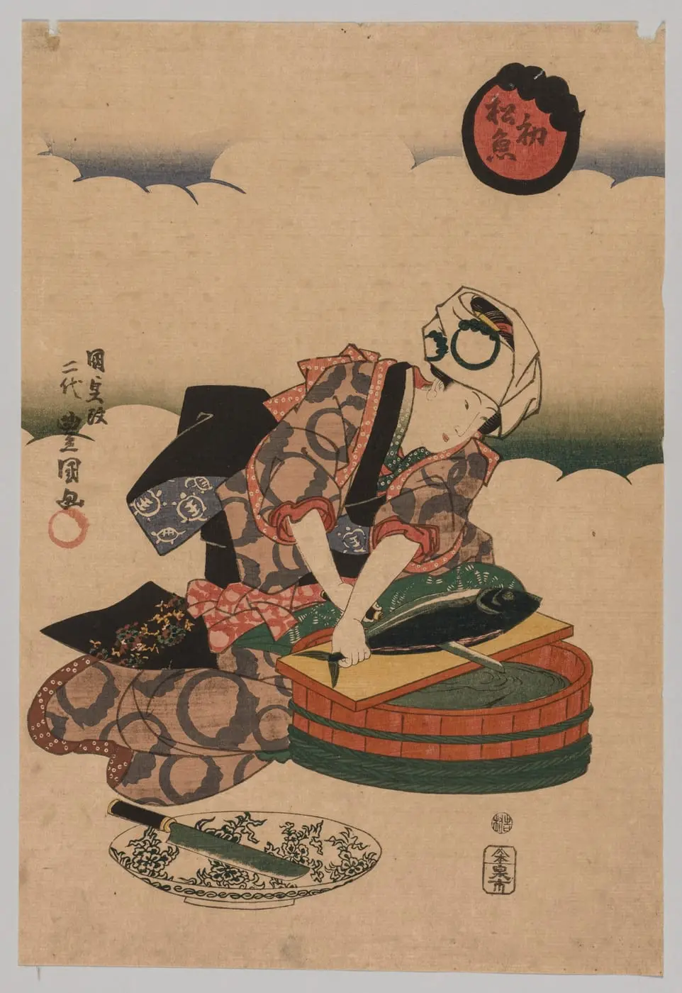 First Bonito of the Year by Utagawa Kunisada, canvas print
