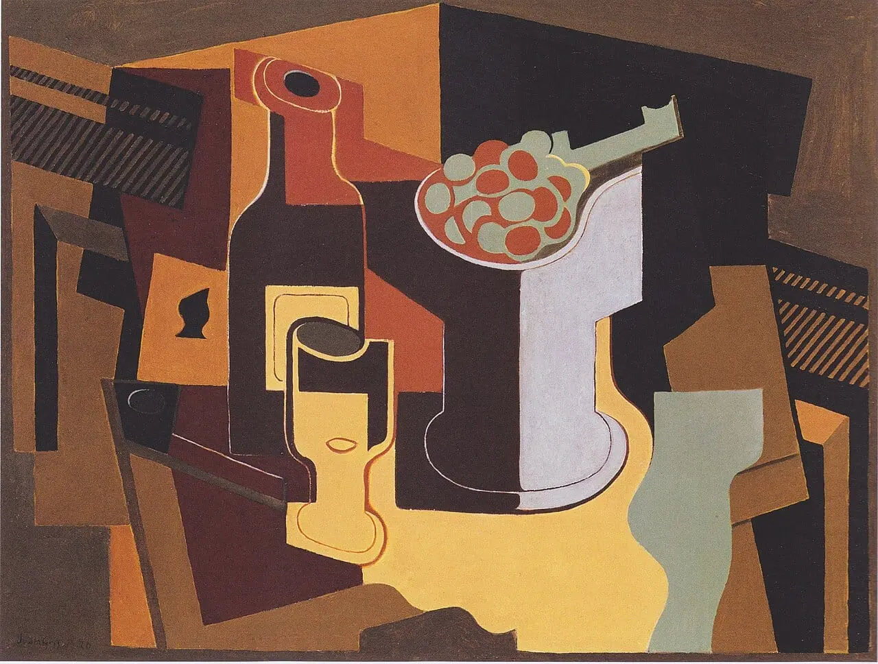 Flasche und Obstschale by Juan Gris, canvas print