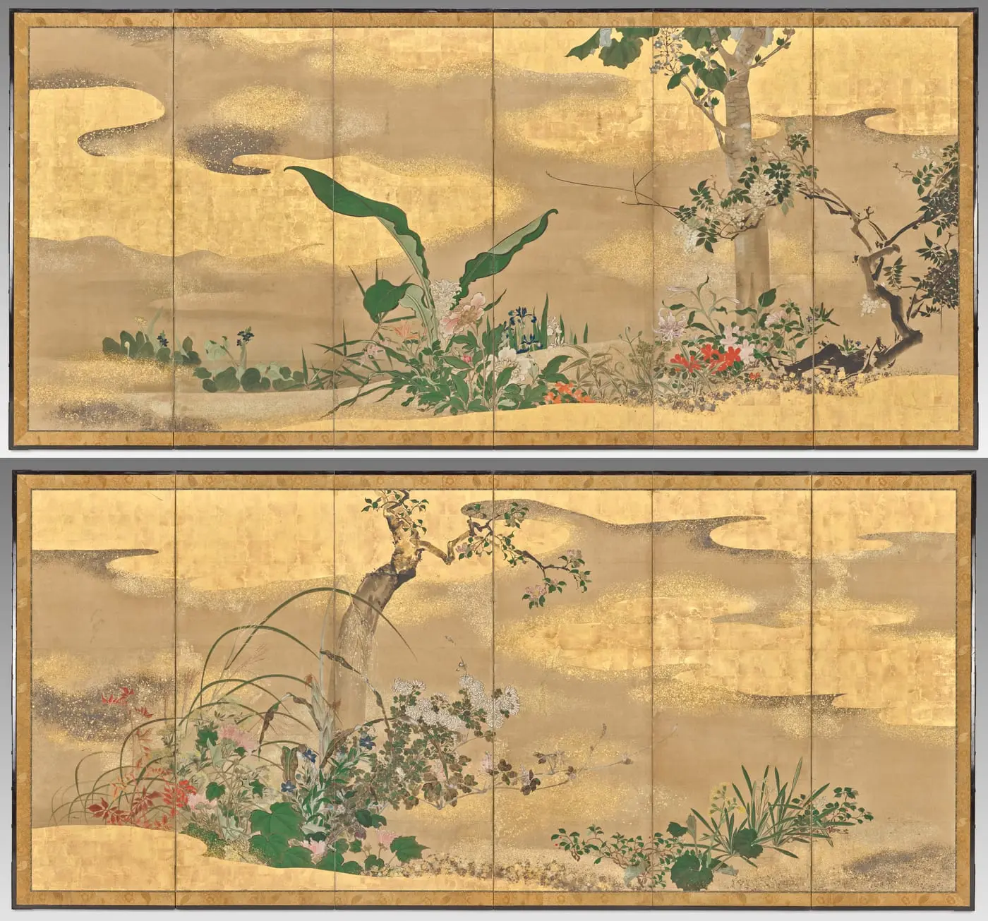Flowers and Trees of the Four Seasons by Watanabe Shikō, canvas print