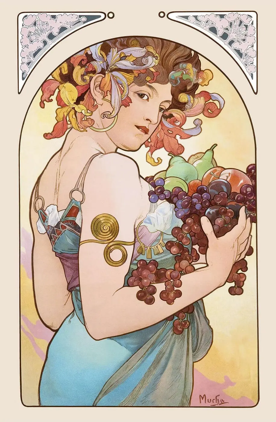 Fruit by Alphonse Mucha, canvas print