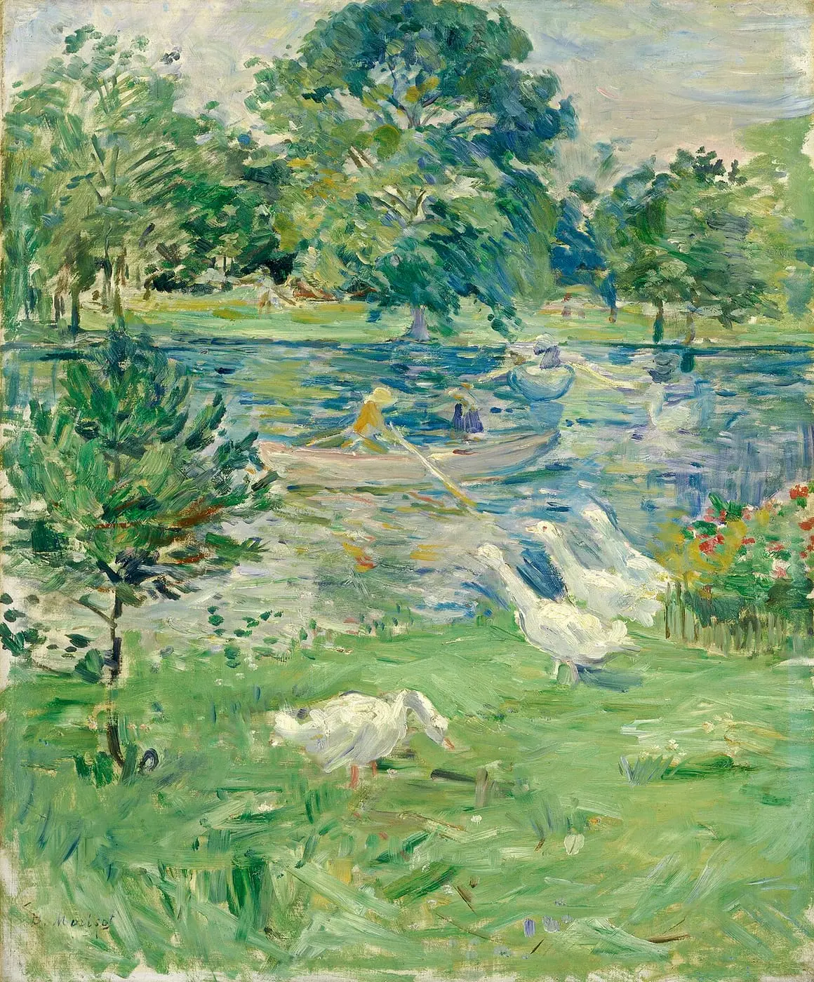 Girl in a Boat with Geese by Berthe Morisot, canvas print