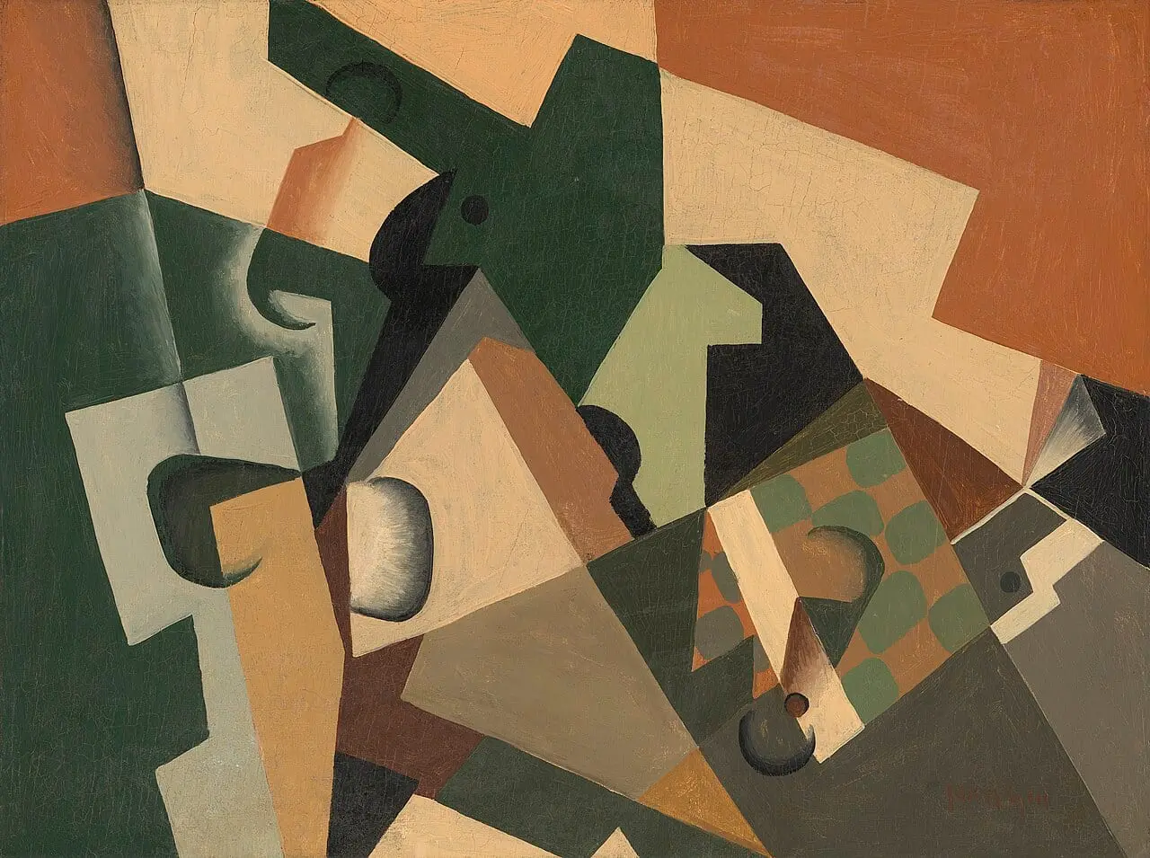 Glass and Checkerboard by Juan Gris, canvas print