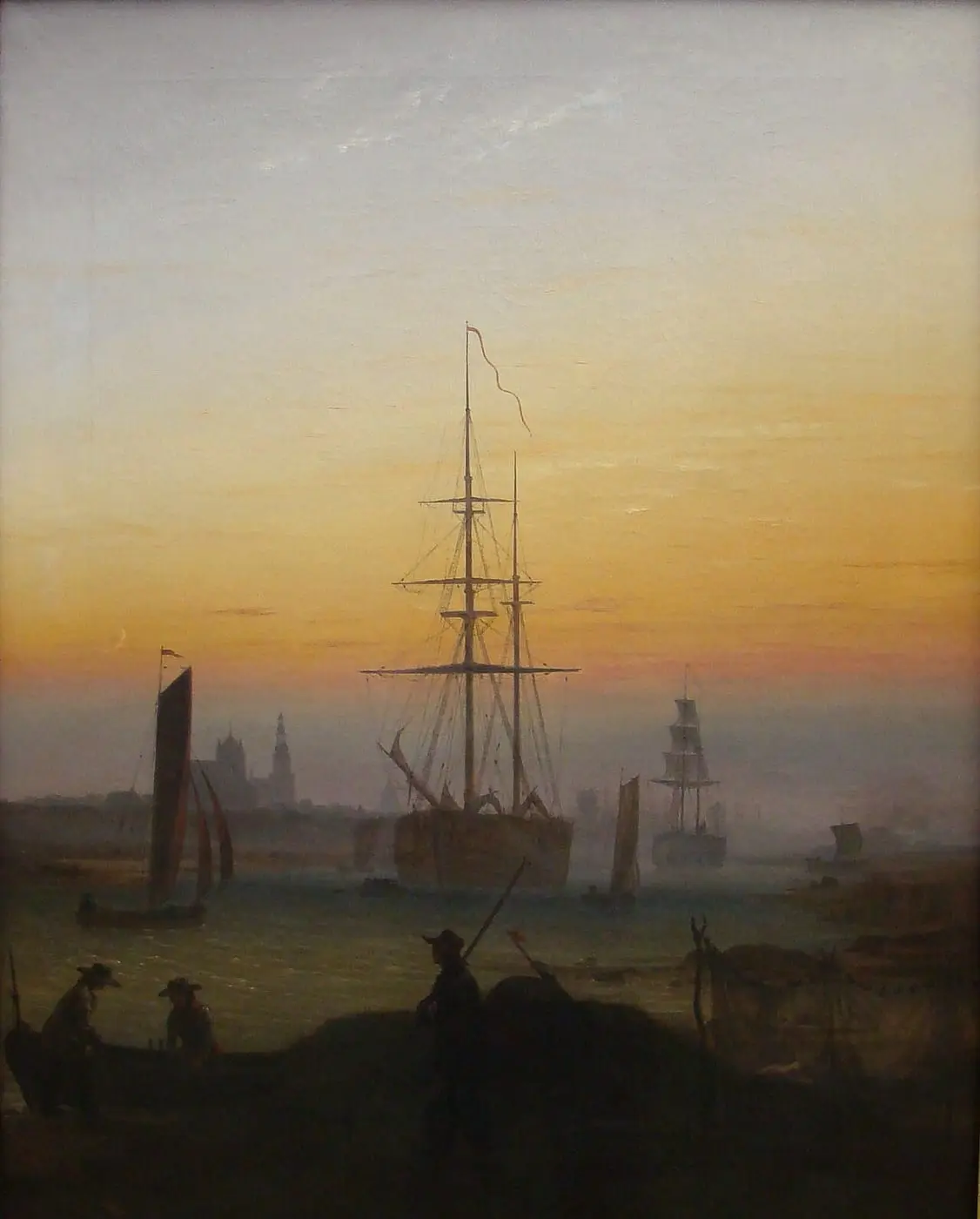 Ships in the Harbor of Greifswald by Caspar David Friedrich, canvas print