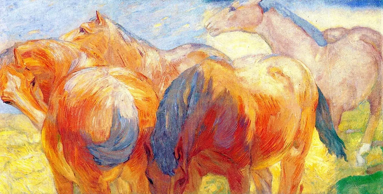 Großes Pferdebild Lenggries I by Franz Marc, canvas print