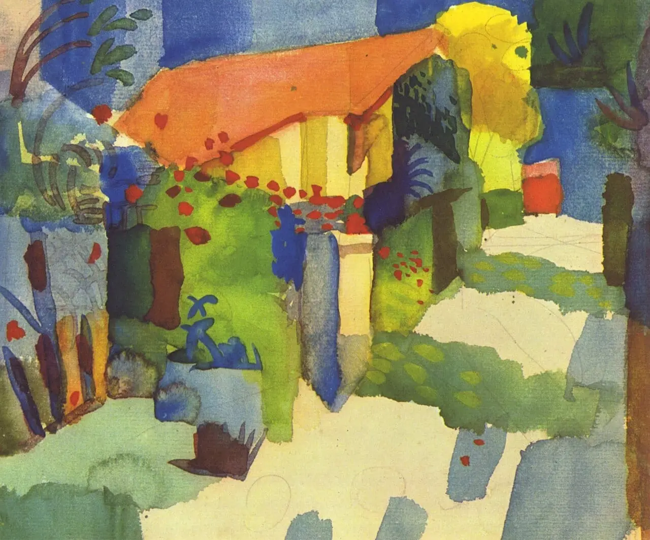 Haus im Garten by August Macke, canvas print