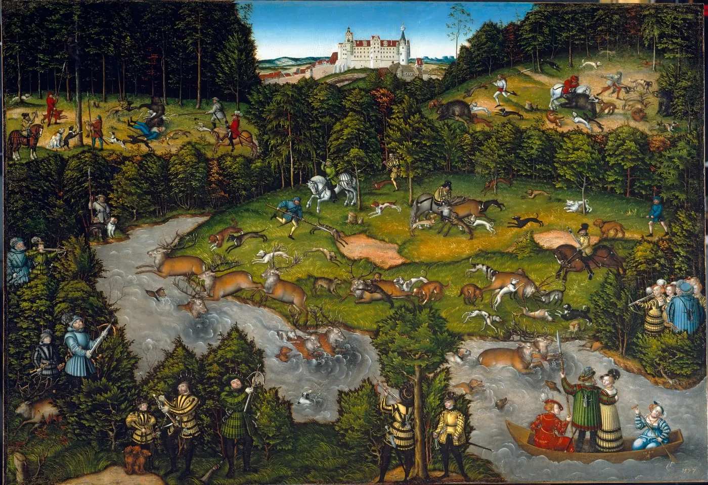 Hunting near Hartenfels Castle by Lucas Cranach, canvas print