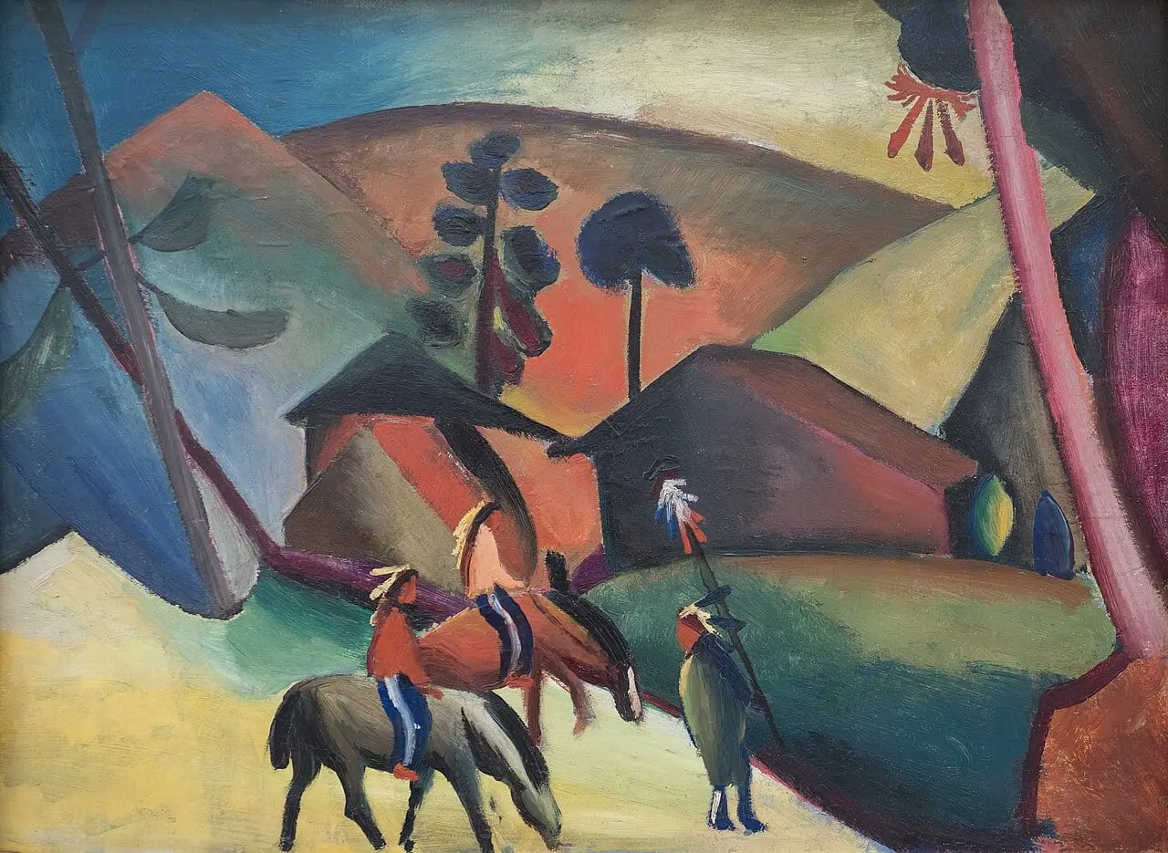 Indianer auf Pferden by August Macke, canvas print