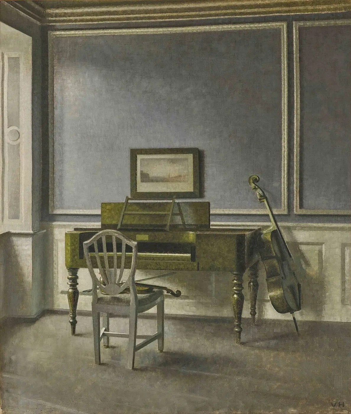 Interiør musikværelset by Vilhelm Hammershøi, canvas print