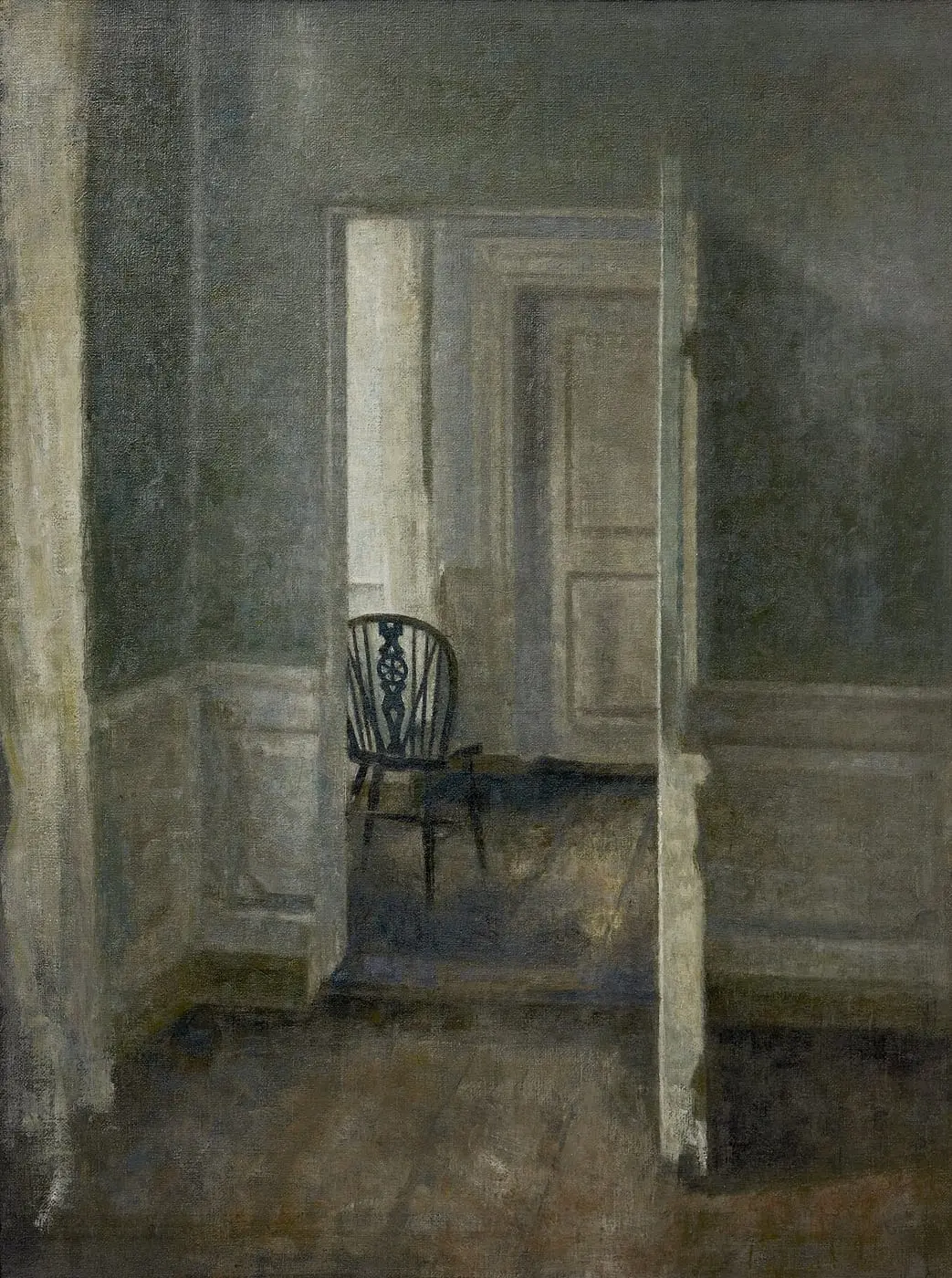 Interior with windsor chair by Vilhelm Hammershøi, canvas print
