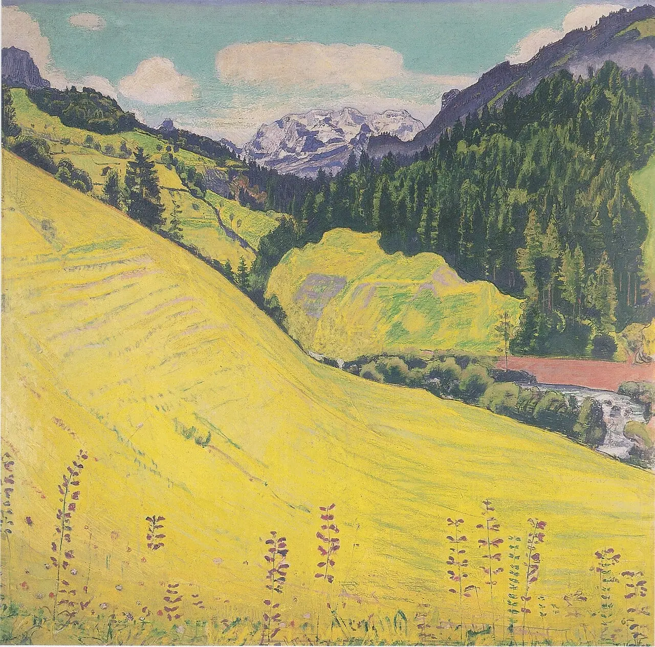 Kiental mit Blümlisalp by Ferdinand Hodler, canvas print