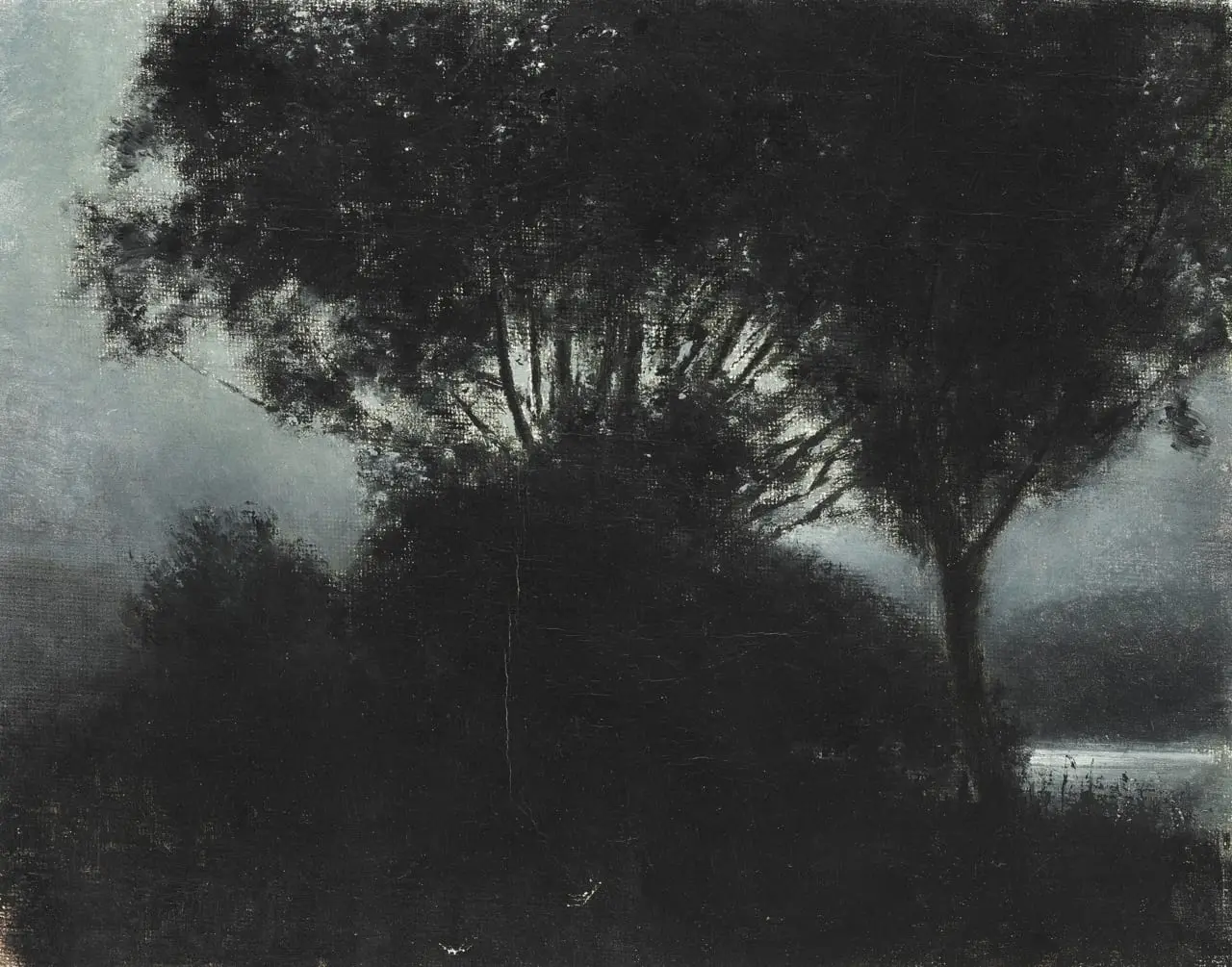 Landscape in moonlight by Vilhelm Hammershøi, canvas print