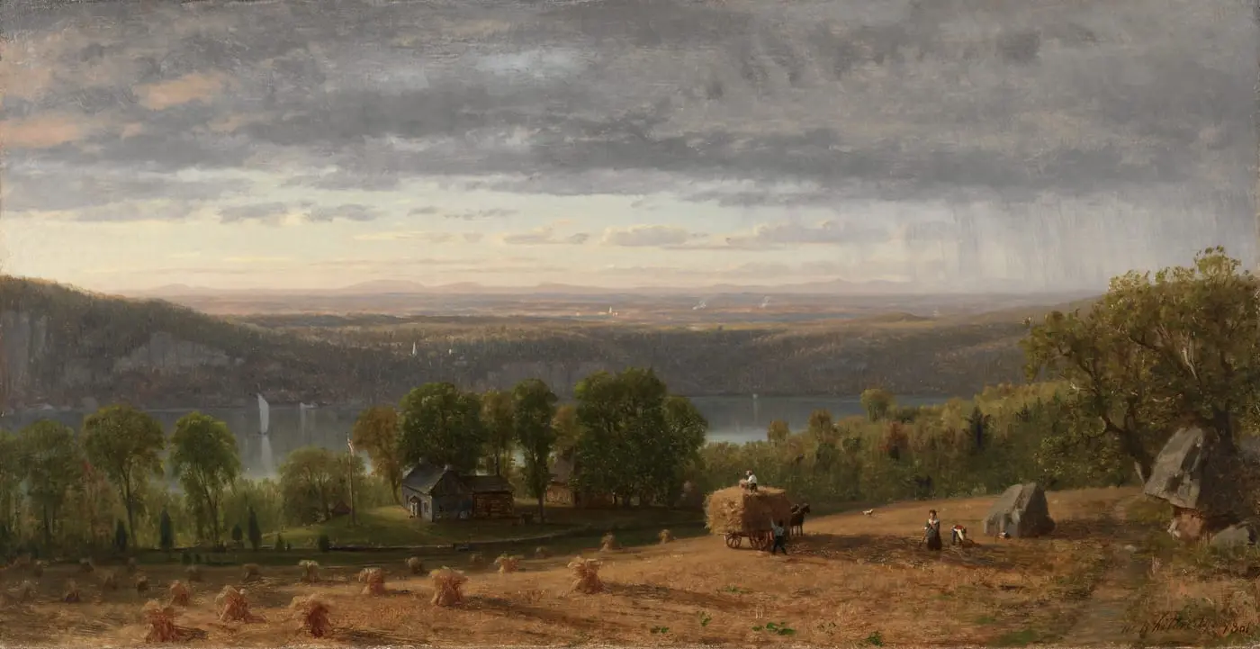 Landscape with Haywain by Worthington Whittredge, canvas print