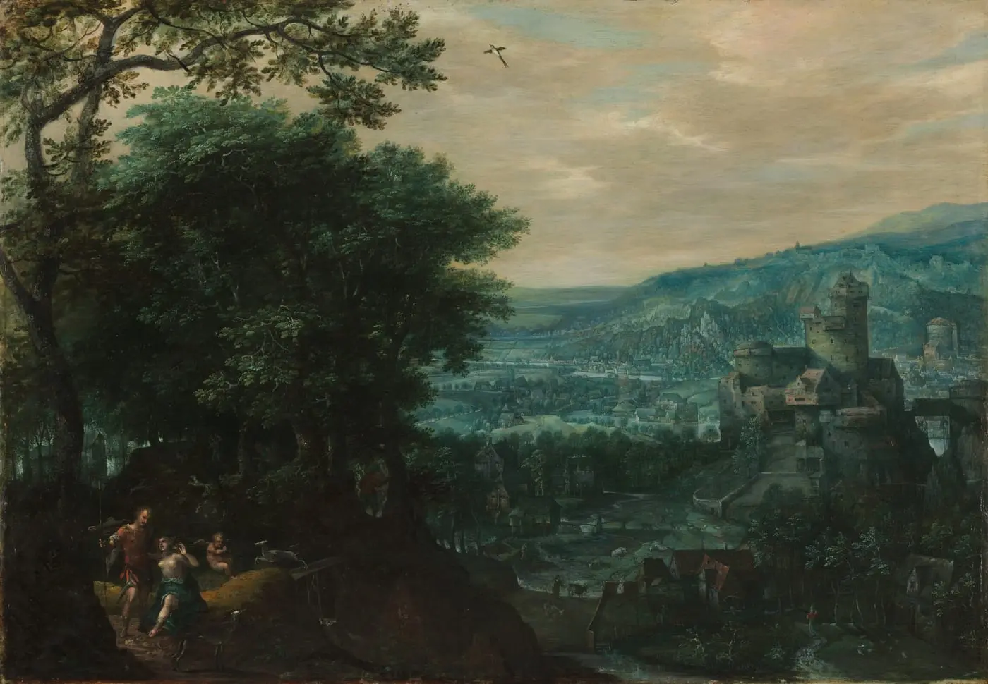 Landscape with Venus and Adonis by Gillis van Coninxloo, canvas print