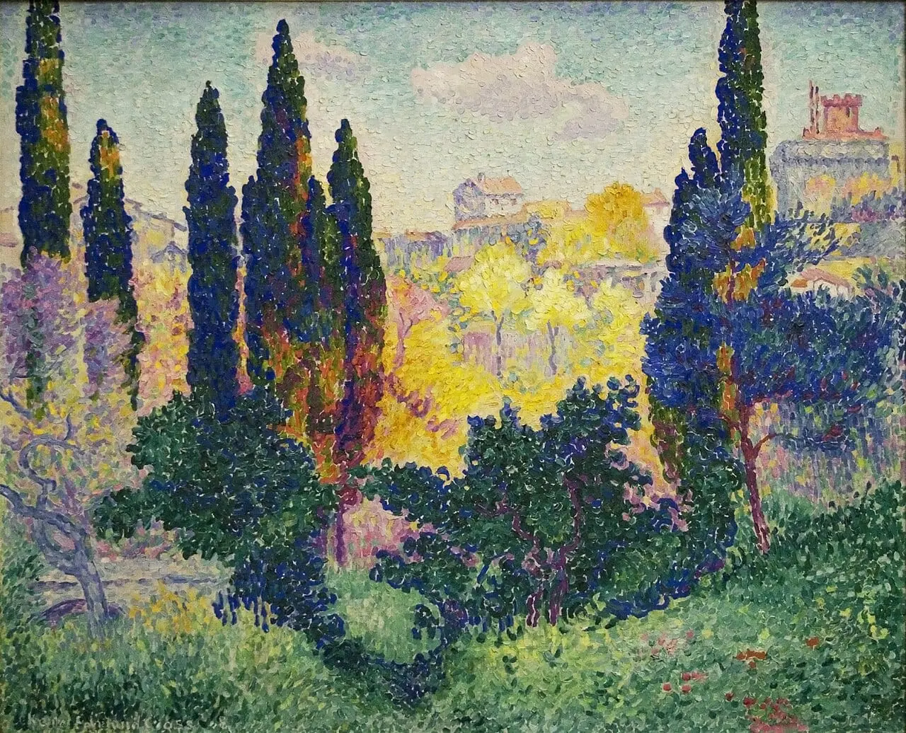 Les cyprès à Cagnes by Henri-Edmond Cross, canvas print