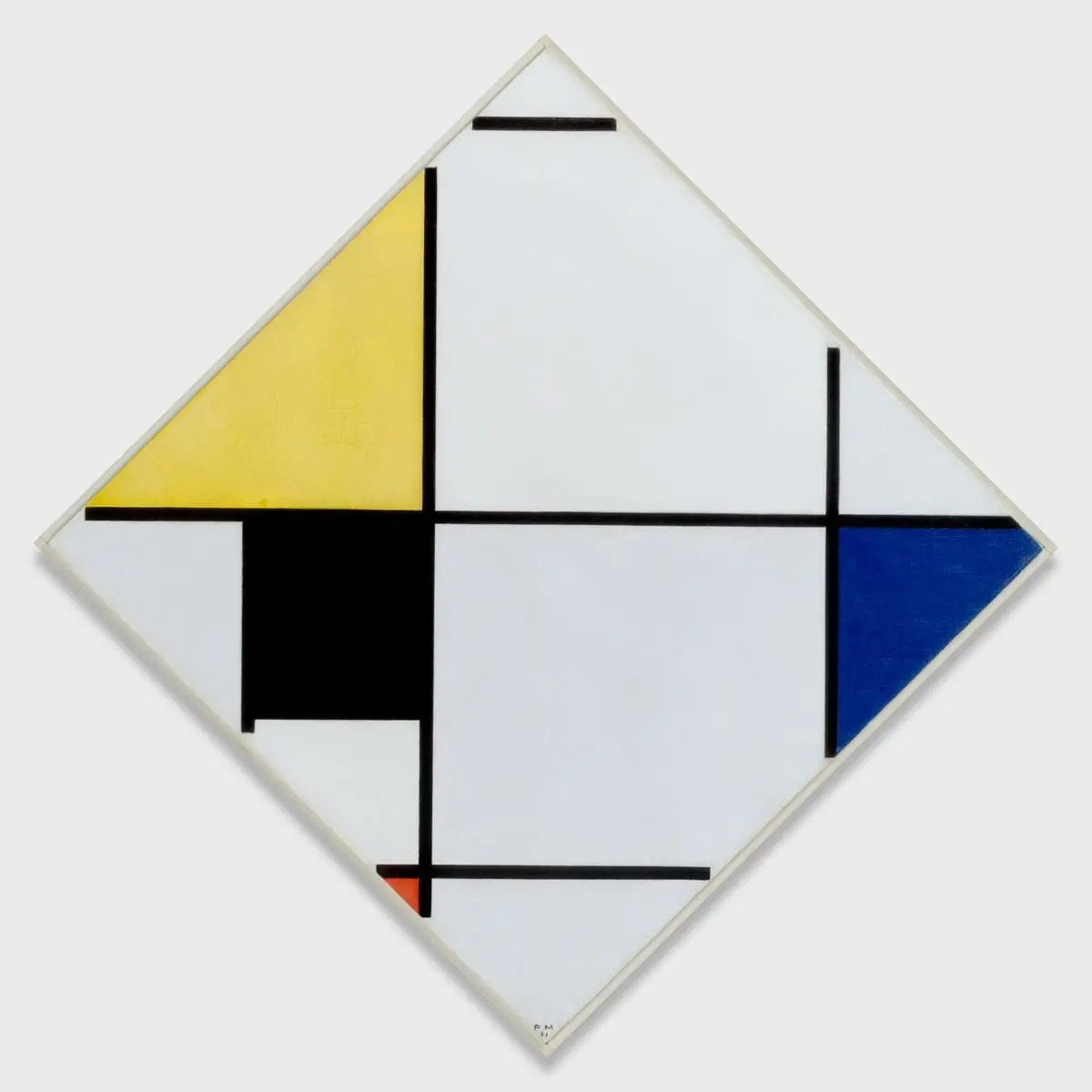 Lozenge Composition with Yellow, Black, Blue, Red and Gray by Piet Mondrian, canvas print