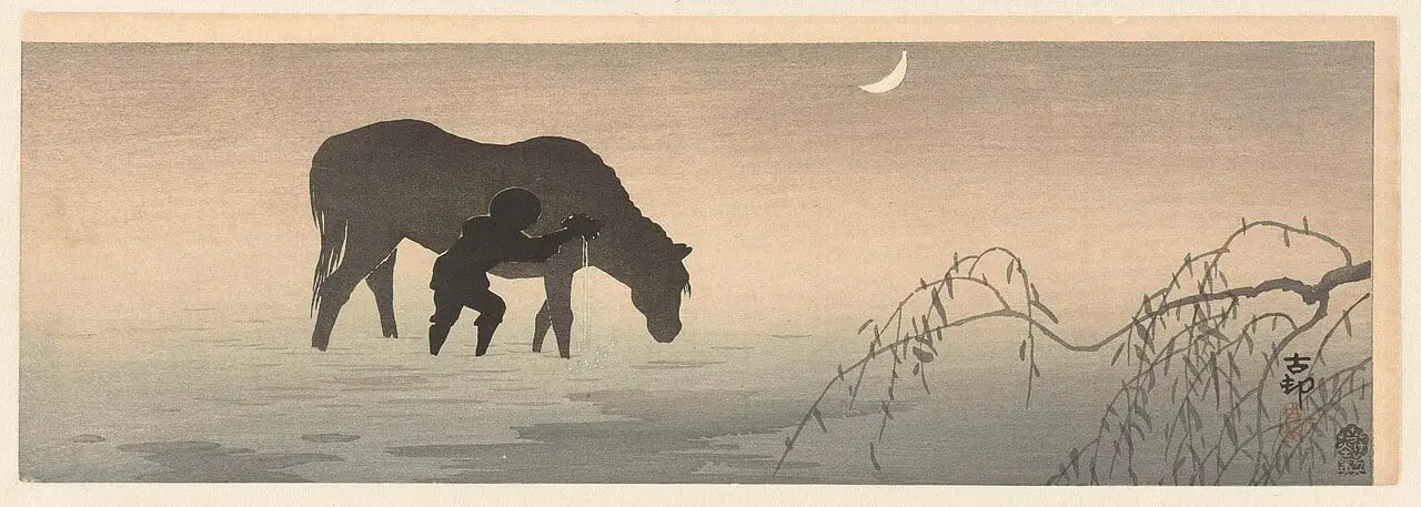 Man en paard by Ohara Koson, canvas print