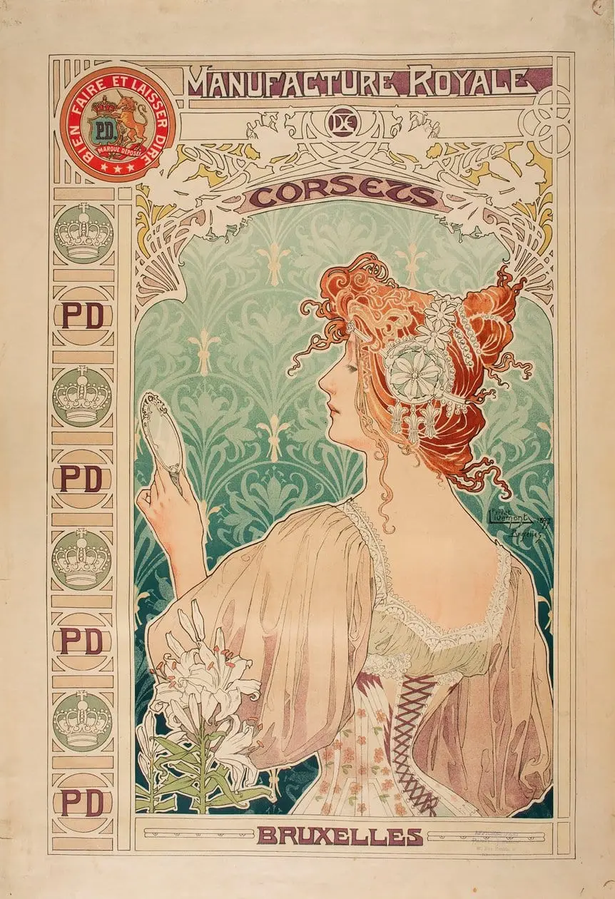 Manufacture Royale de corsets by Henri Privat-Livemont, canvas print