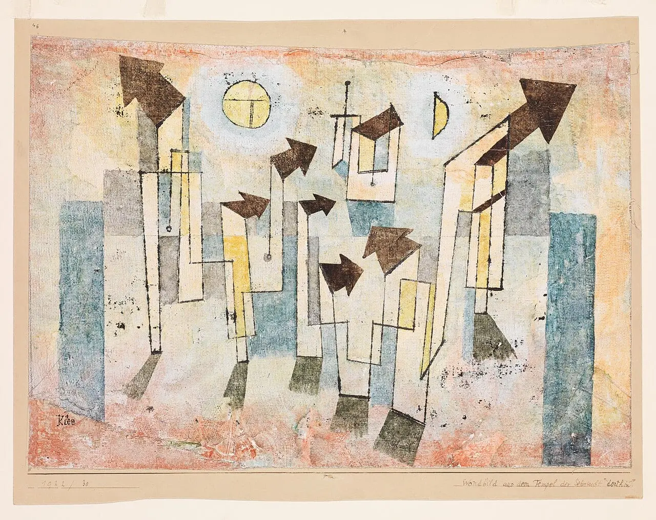 Mural from the Temple of Longing ↖Thither↗ by Paul Klee, canvas print