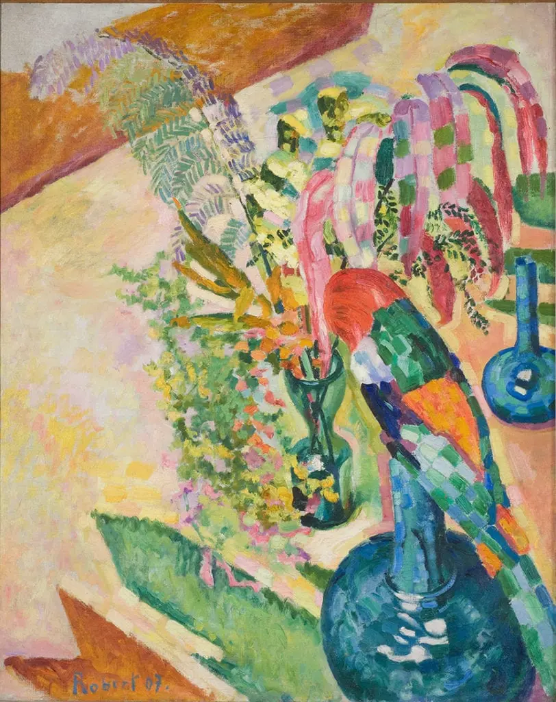 Nature morte au perroquet by Robert Delaunay, canvas print