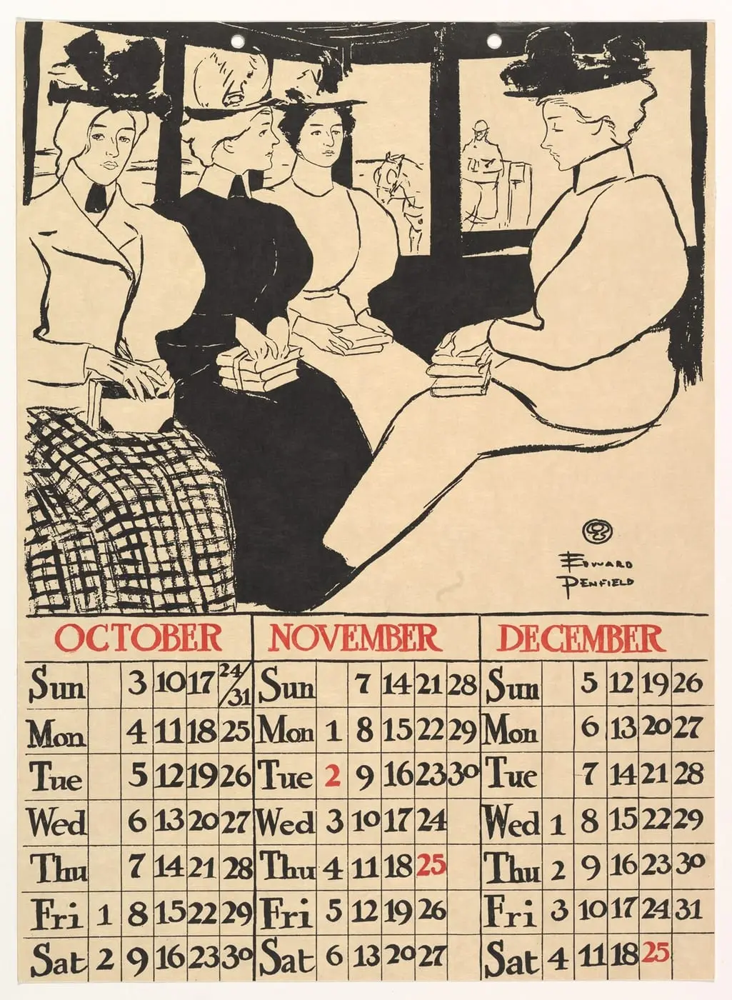 October, November, December by Edward Penfield, canvas print