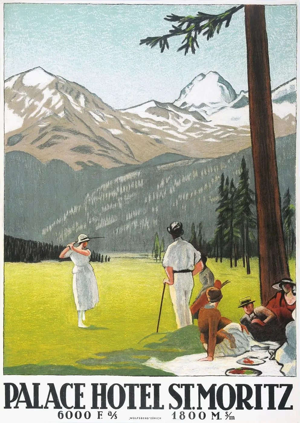 Palace Hotel St Moritz by Emil Cardinaux, canvas print