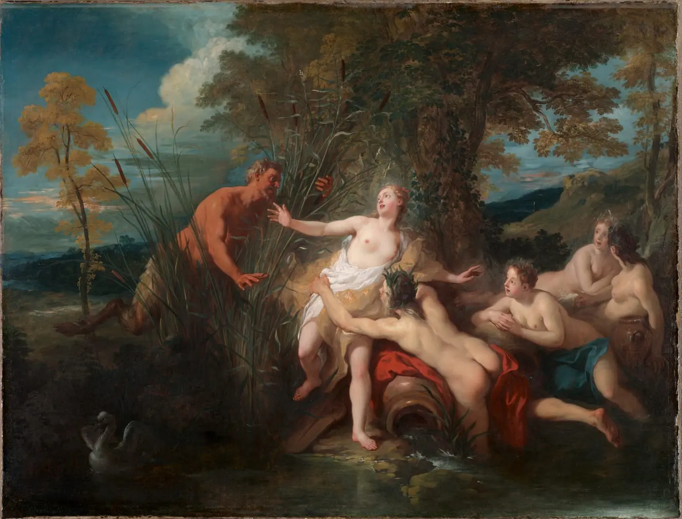Pan and Syrinx by Jean François de Troy, canvas print