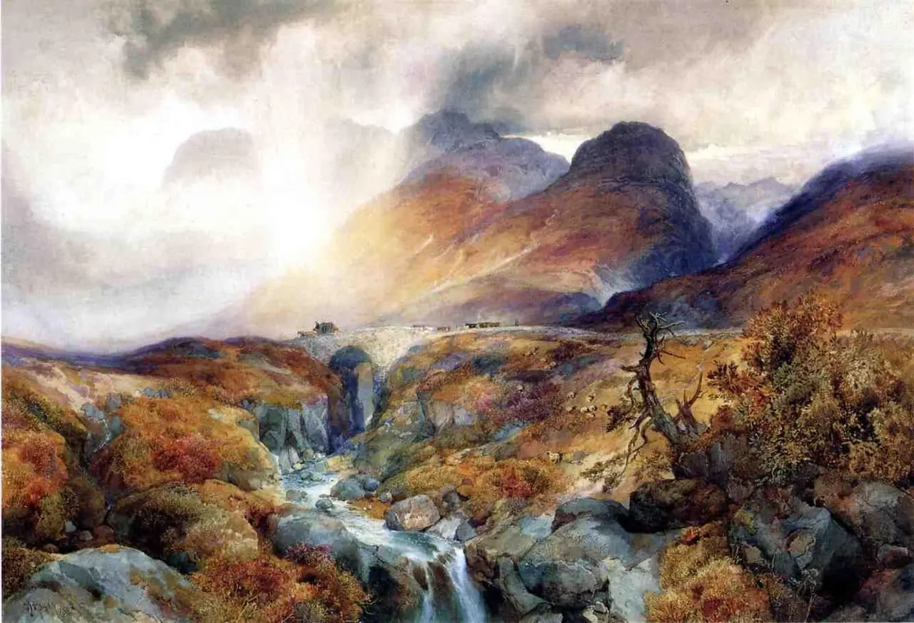 "Pass at Glencoe, Scotland" by Thomas Moran, canvas print