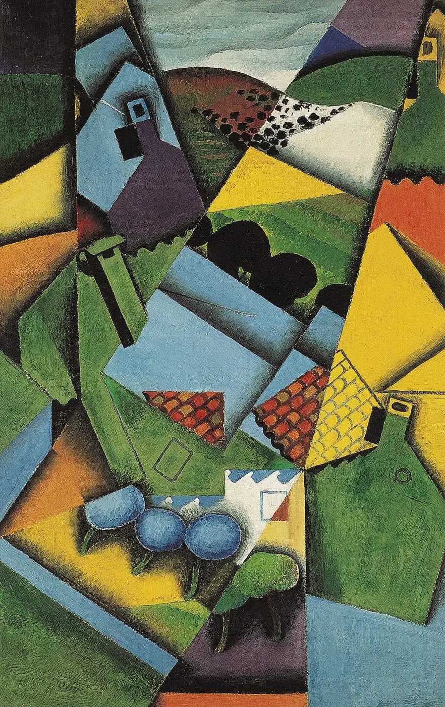 Paysage et maisons à Céret by Juan Gris, canvas print