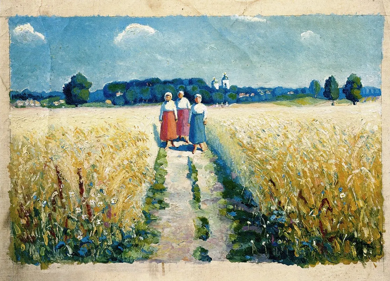 Peasant women in the fields, –29 by Kazimir Malevich, canvas print