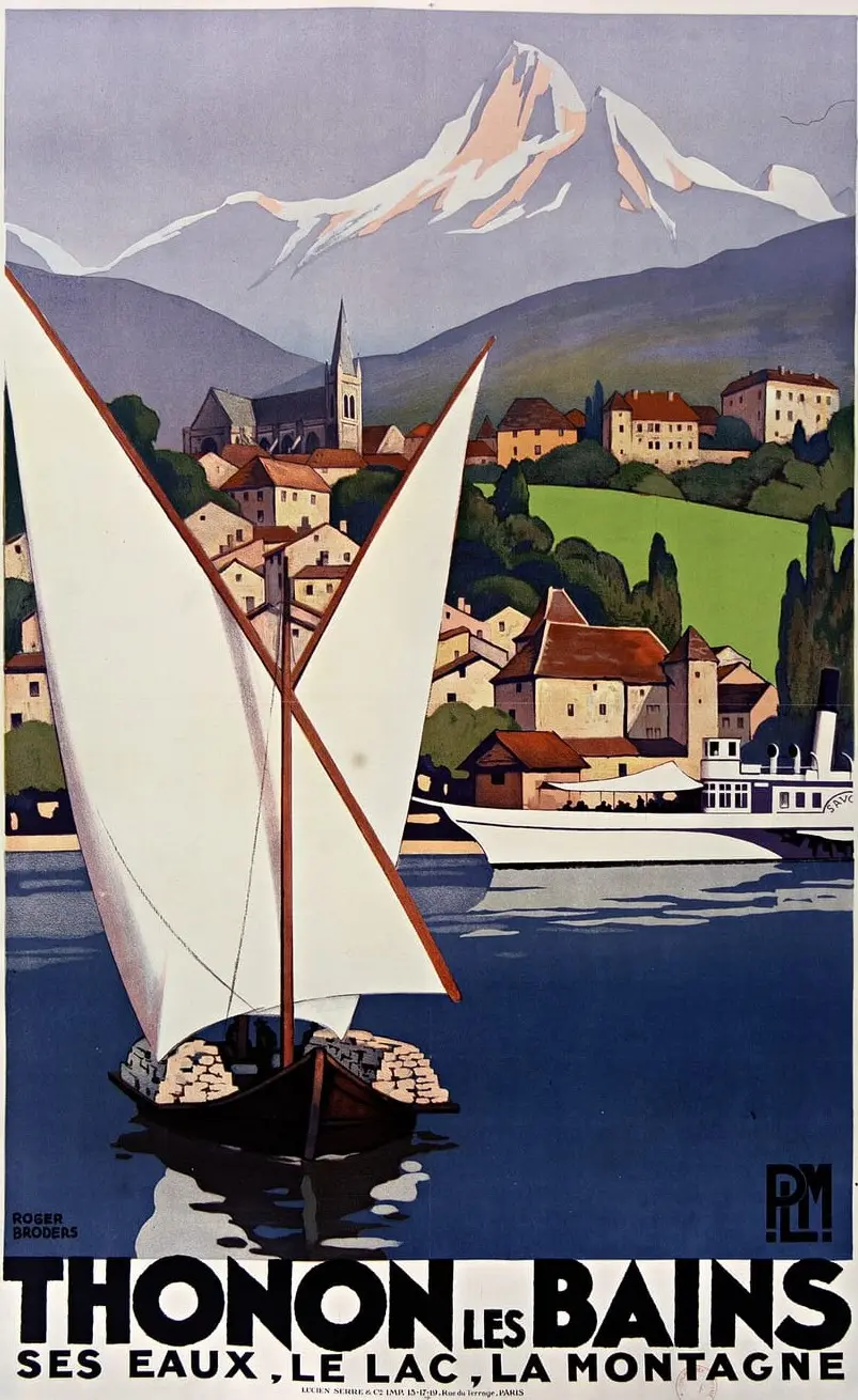 PLM, Thonon Les Bains, ses eaux, le lac, la montagne by Roger Broders, canvas print