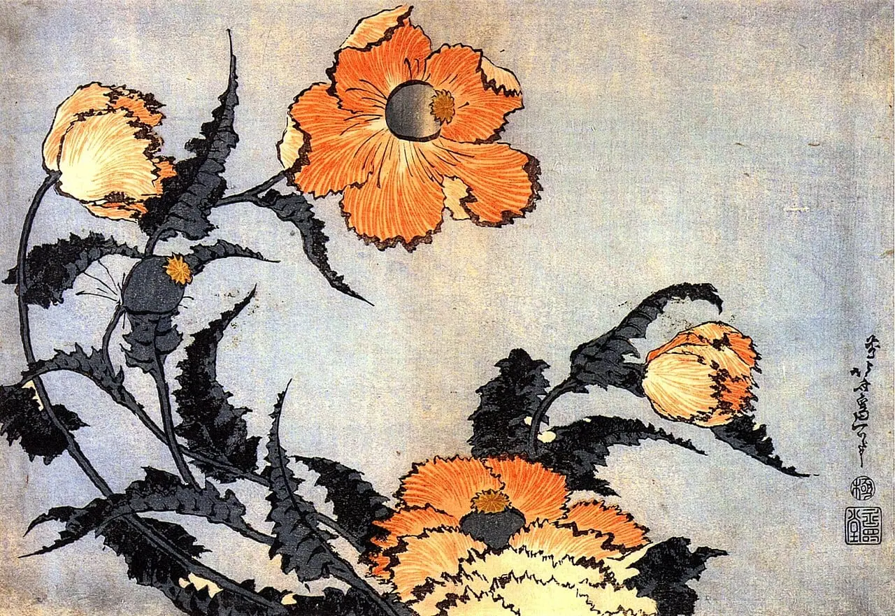 Poppies by Katsushika Hokusai, canvas print