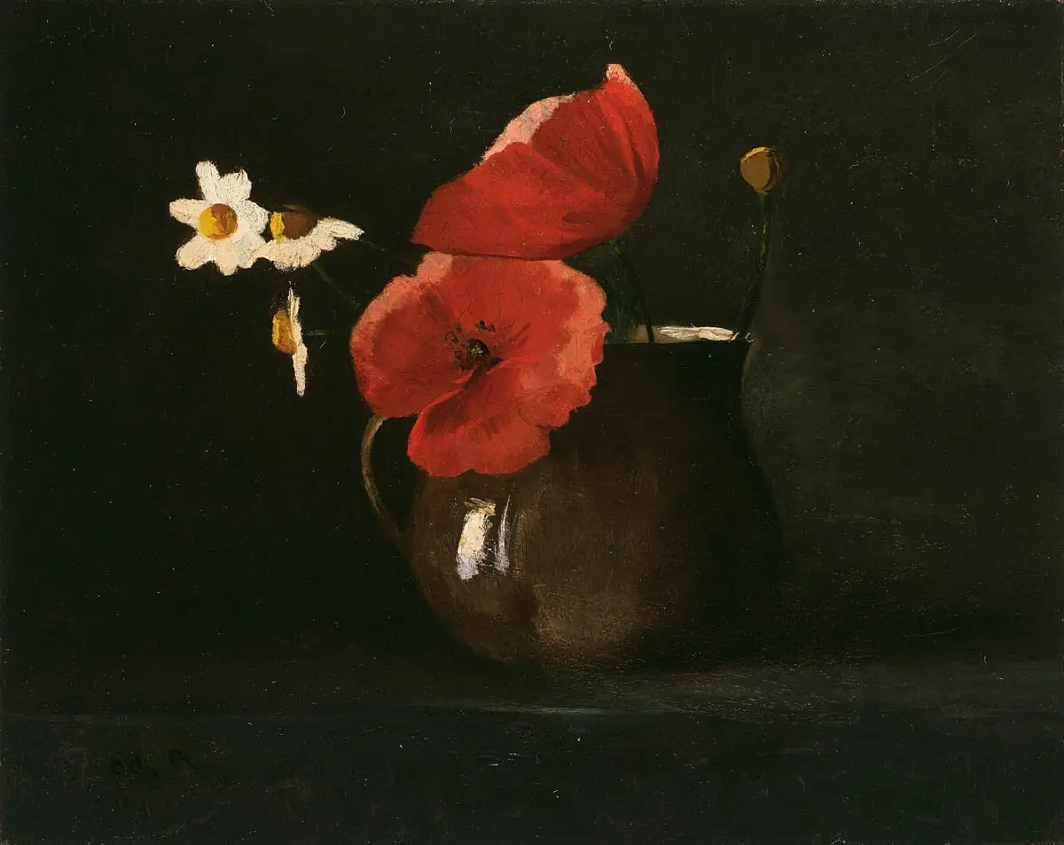 Poppies and Daisies by Odilon Redon, canvas print